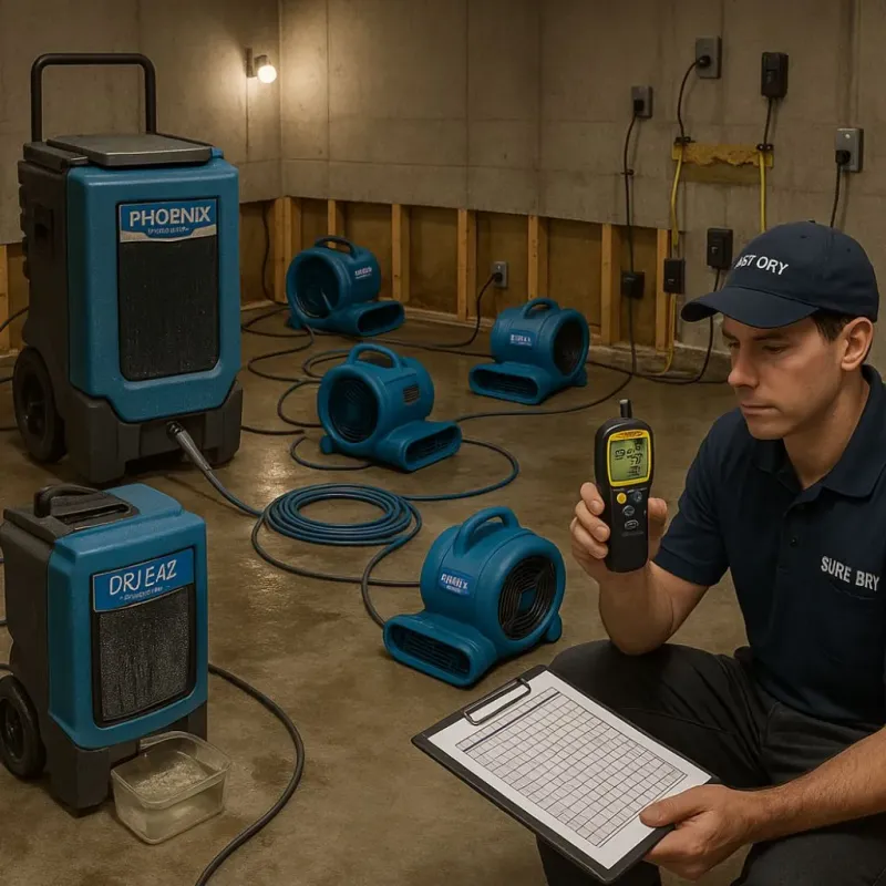 Structural Drying and Dehumidification process in Woodbine, GA